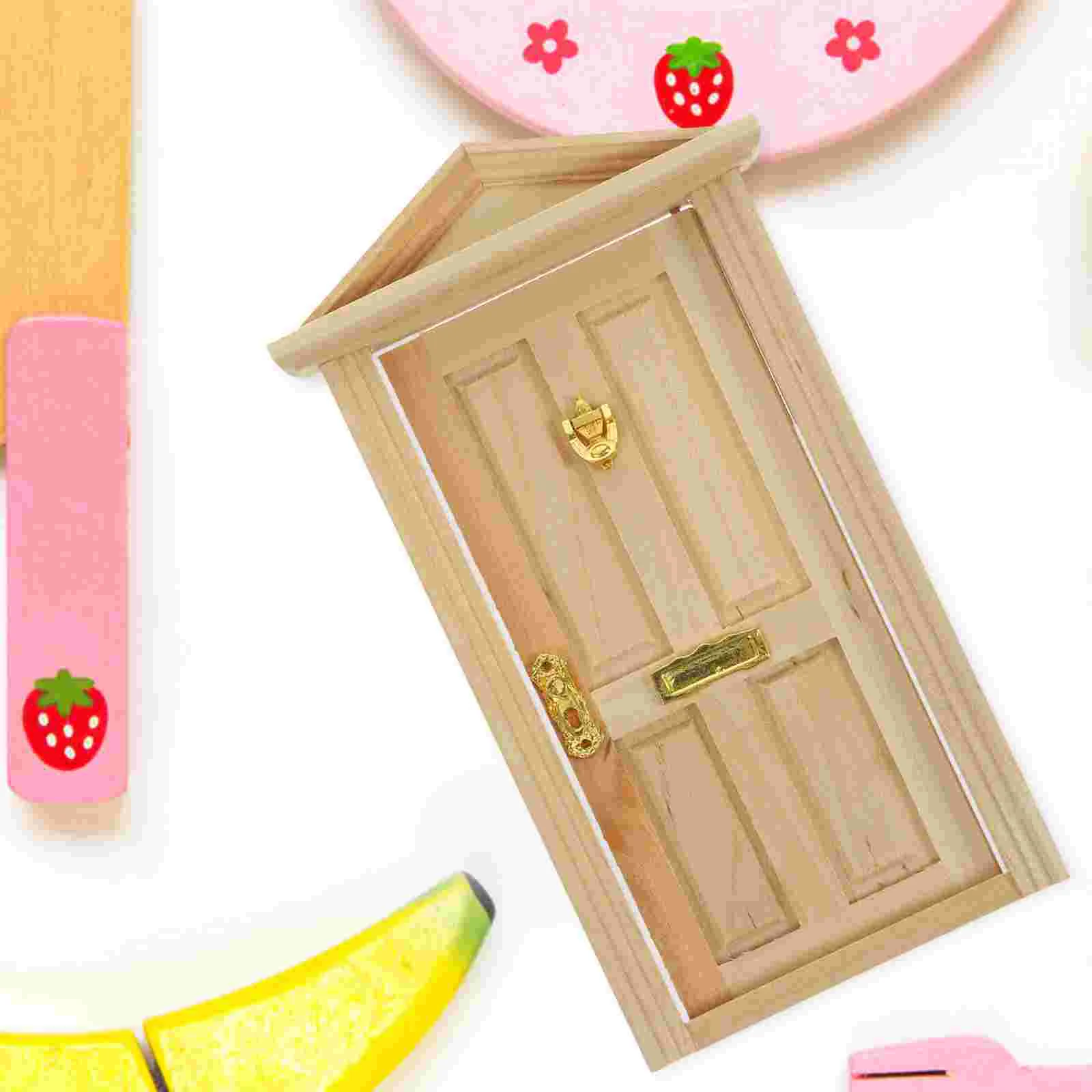 Mini puertas de madera para manualidades, casa de juguetes para niños, modelo falso, adorno artesanal, muebles en miniatura artificiales decorativos pequeños