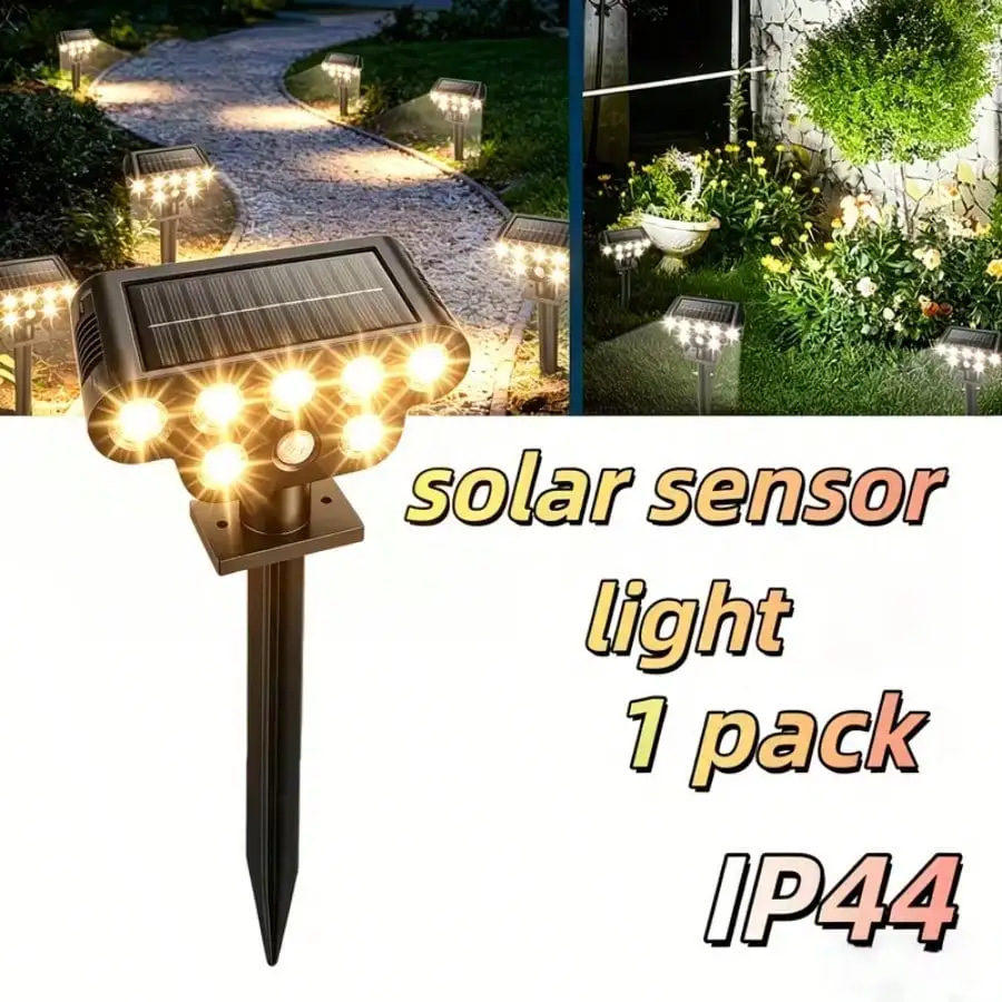 1 Sets of Outdoor Solar Spotlights, Outdoor Landscape Spotlights, Outdoor Lighting, with Human Body Sensing and IP44 Waterproof Function, Suitable for Courtyards, Gardens, Sidewalks, Lawns, Tree Landscape Lighting, Christmas or Holiday Gifts