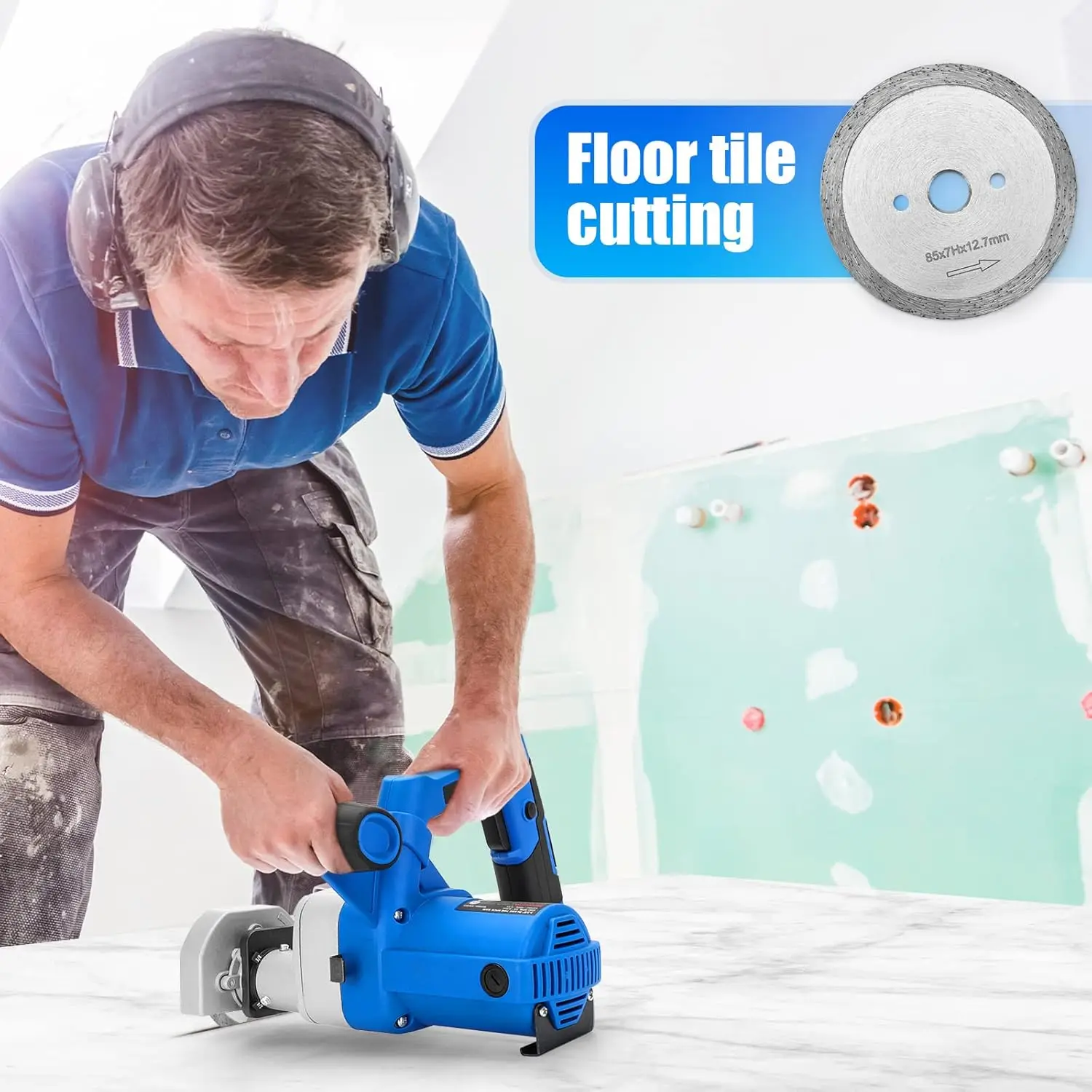 목재, 타일, 석재 제거용 3개의 블레이드가 있는 플러시 커팅 톱, 깊이 조절 가능