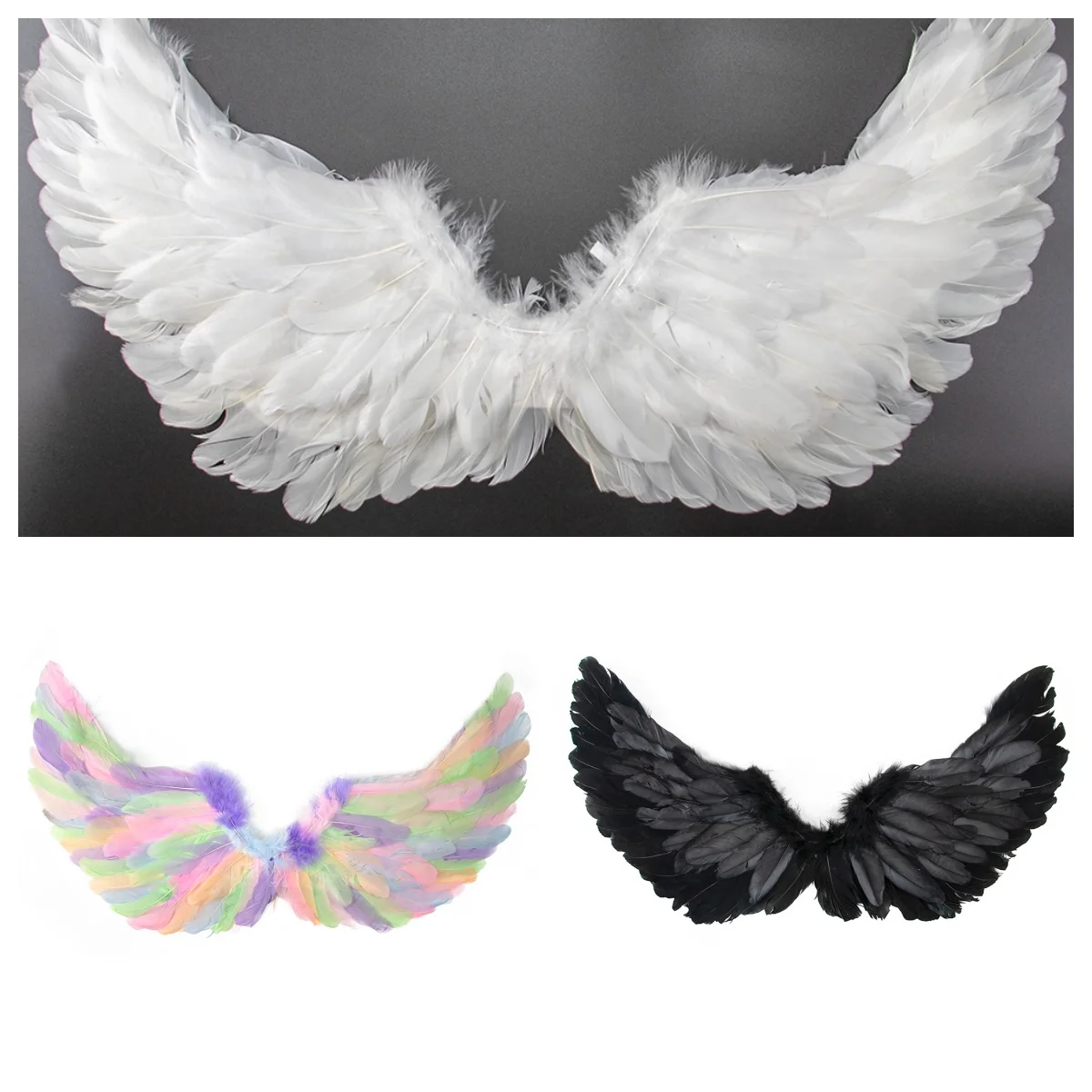 Angel White Black Feather Wings Holiday Party Decoration Props Scene Layout Party Christmas Decor Girls Catwalk Performance Show