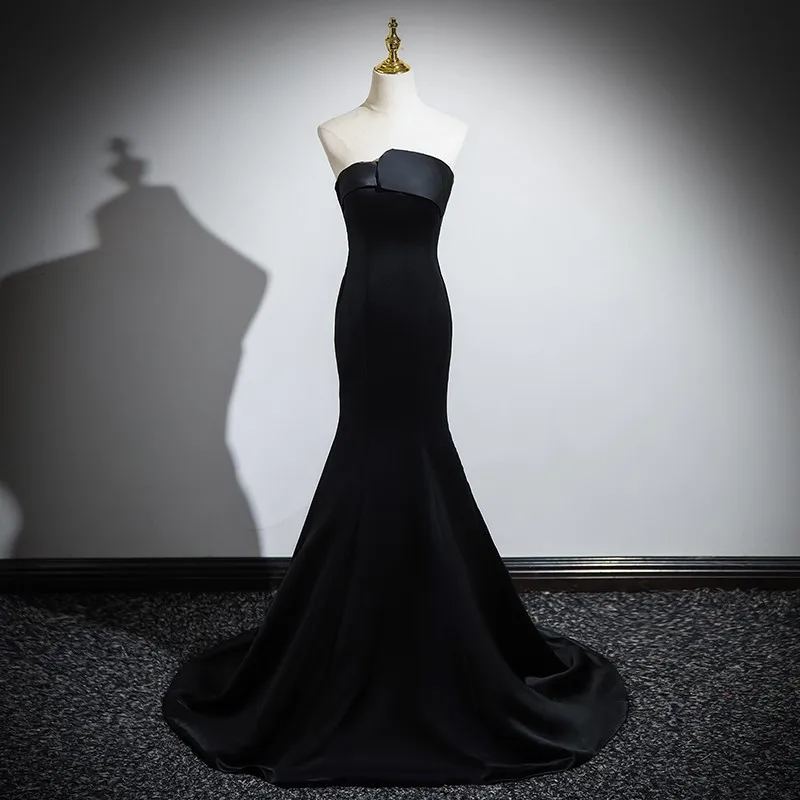 MacFondVestiEducational-Robe de soirée queue amovible, robes de Quinceanera élégantes, robe de Rhsirène sans bretelles, poignées noires, grande taille, hiver, nouveau