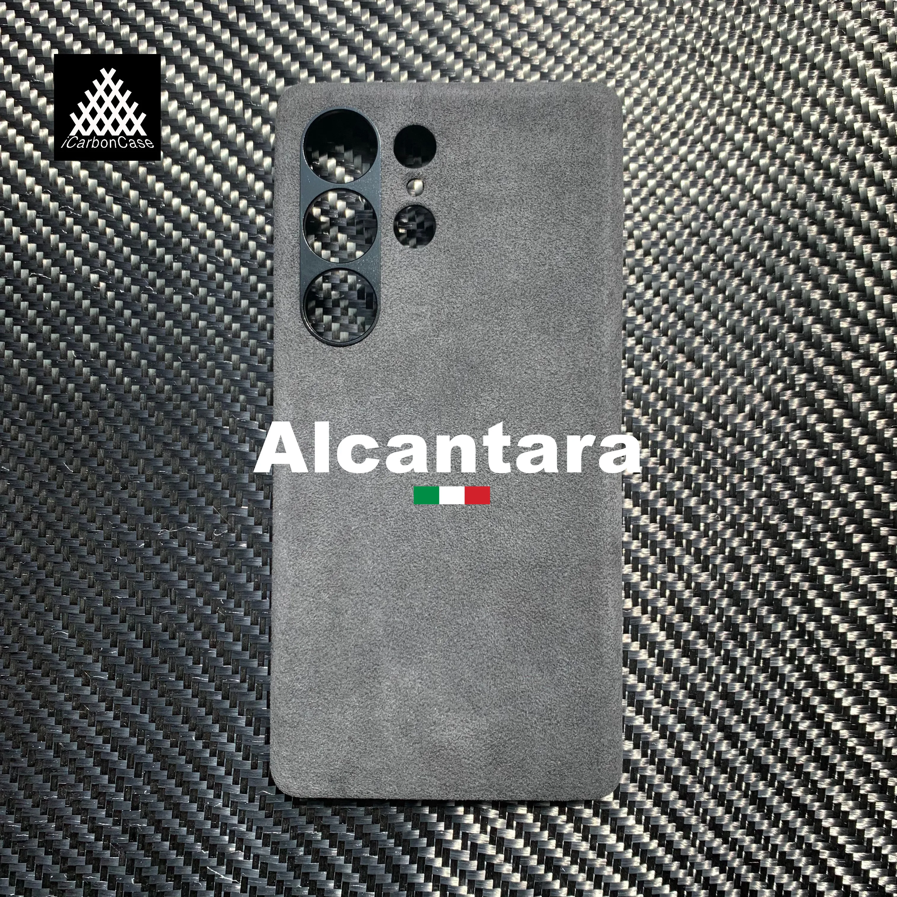 

For Samsung Galaxy S25 Ultra S25+ Magnetic Genuine Italy Alcantara Phone Case Handmade Super Car Inter Premium Leather Materia