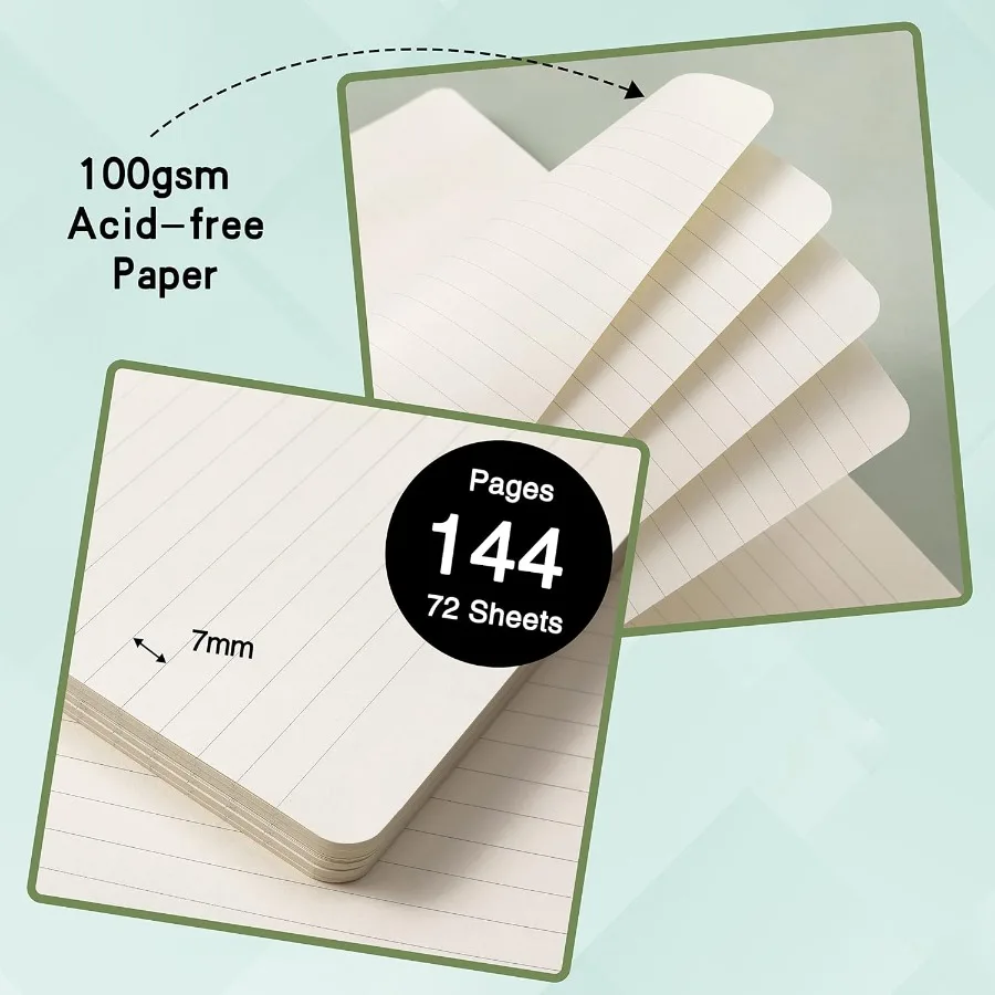 دفتر ملاحظات مسطر Jourl دفتر ملاحظات كلاسيكي مبطن مقاس 5.3 بوصة × 8.26 بوصة غلاف فني مع نطاقات ورقية سميكة + حامل قلم + وعاء داخلي أسود