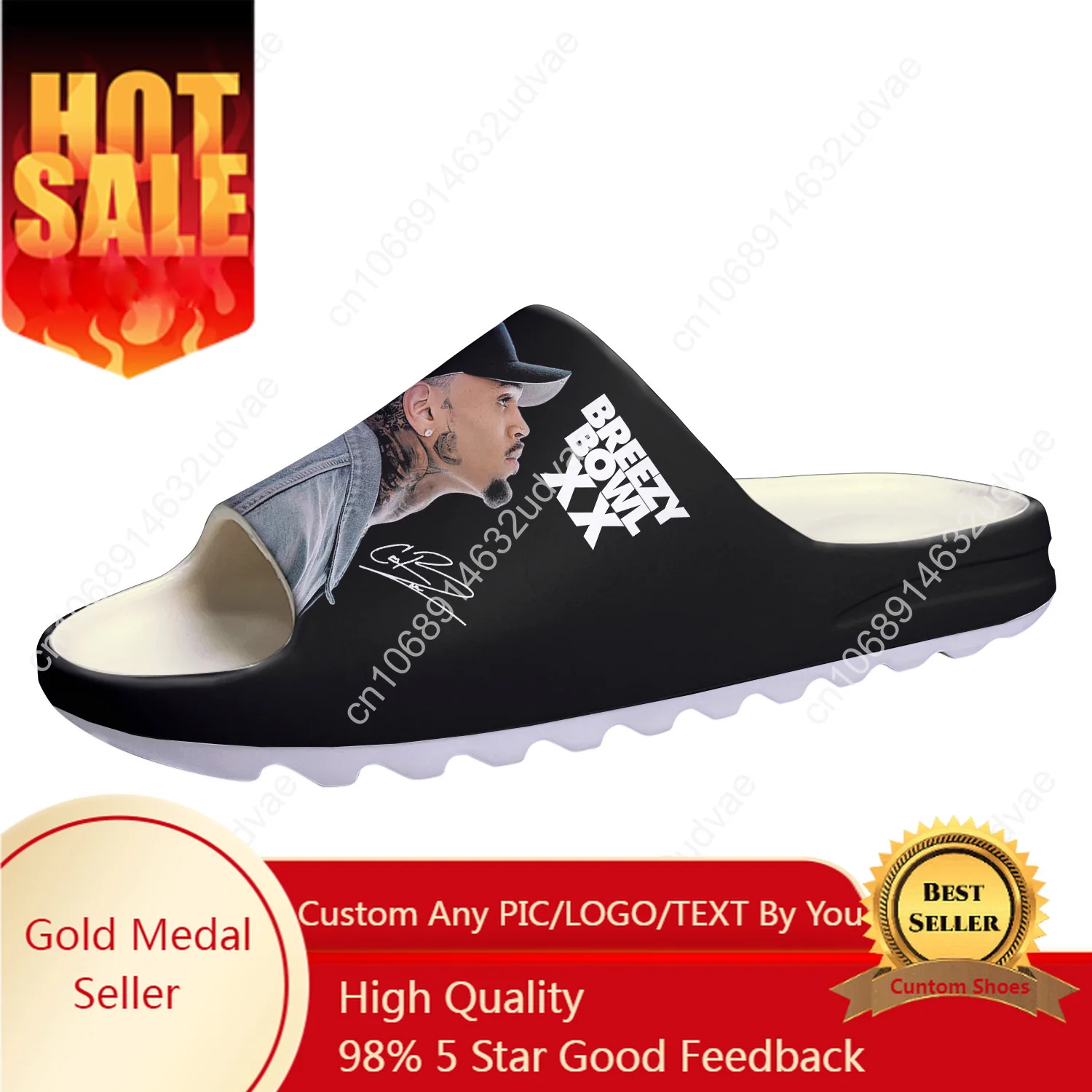 Крис Браун Тапочки на мягкой подошве на заказ Домашние сабо Step On Water Shoes Мужские женские подростковые пляжные тапочки для ванной комнаты