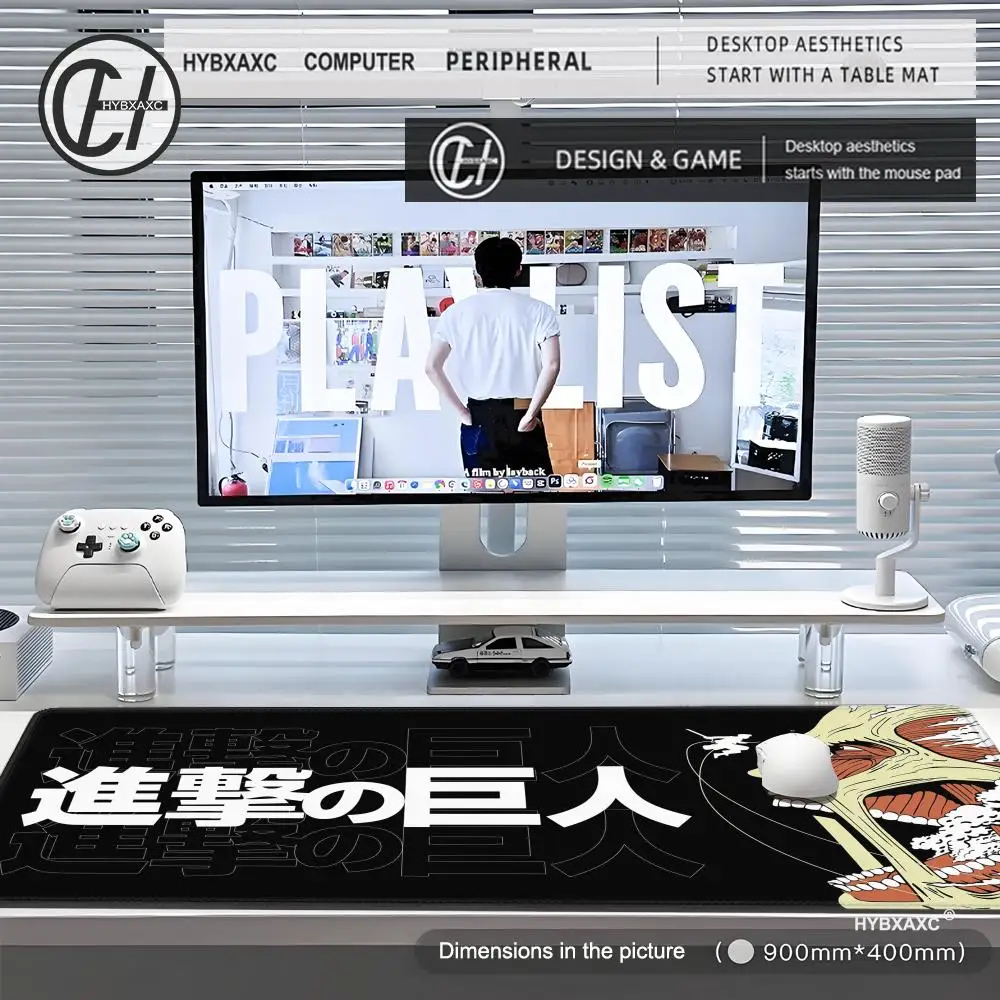 Attack On Titan Mouse Pad Gaming Accessories Keyboard Large Rubber Desk Mat Anime Computer Carpet Pc Gamer Non-slip Mousepad Xxl