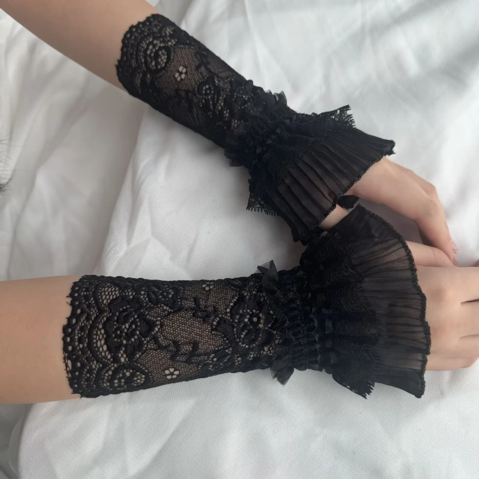 Spitze Hohl Handgelenk Abdeckungen Trompete Blumen Design Dehnbar Gestrickte für Frauen Party Hochzeit Formelle Veranstaltungen Elegante Arm Zubehör