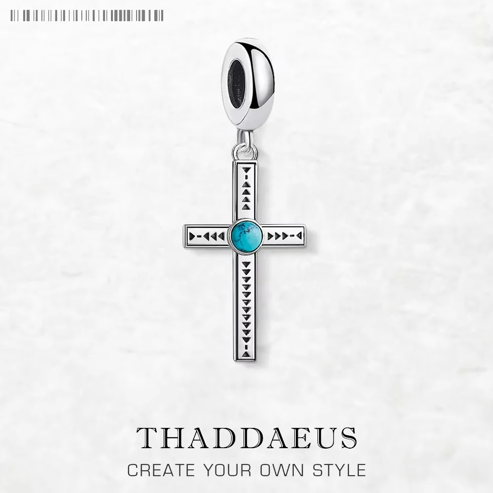 

Этнический крест, бирюзовый стерлингового серебра 925 пробы, подвеска-подвеска для женщин и мужчин, новый ювелирный подарок