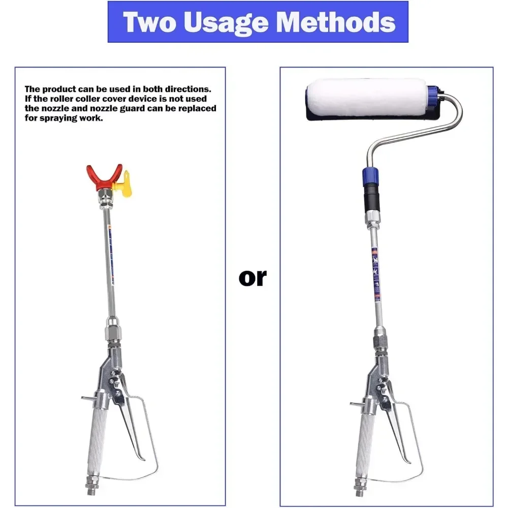 Внутренняя подача безвоздушного распыления краски, ролик-распылитель, набор насадок для пистолета, аксессуары, палочка высокого давления, силовой ролик, удлинитель 10 дюймов