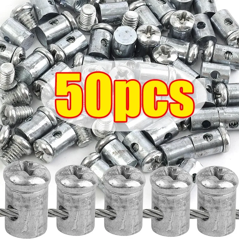 

50/10Pcs Solderless Nipple Throttle Cable Wire Stop Clamp Bolt Screw For Motorcycle Scooter Bike ATV Steel Rope Fixing Buckle