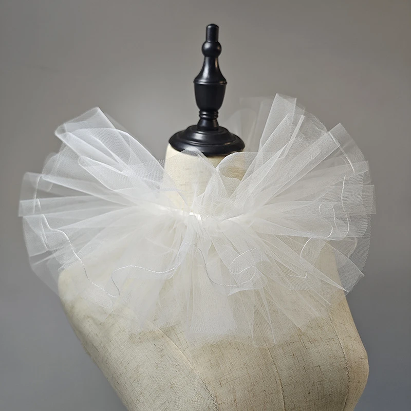 

White Puffy Layered Fake Collar Detachable Tulle Neck Ruff Costume Renaissance Cosplay Clown Decorative Collar