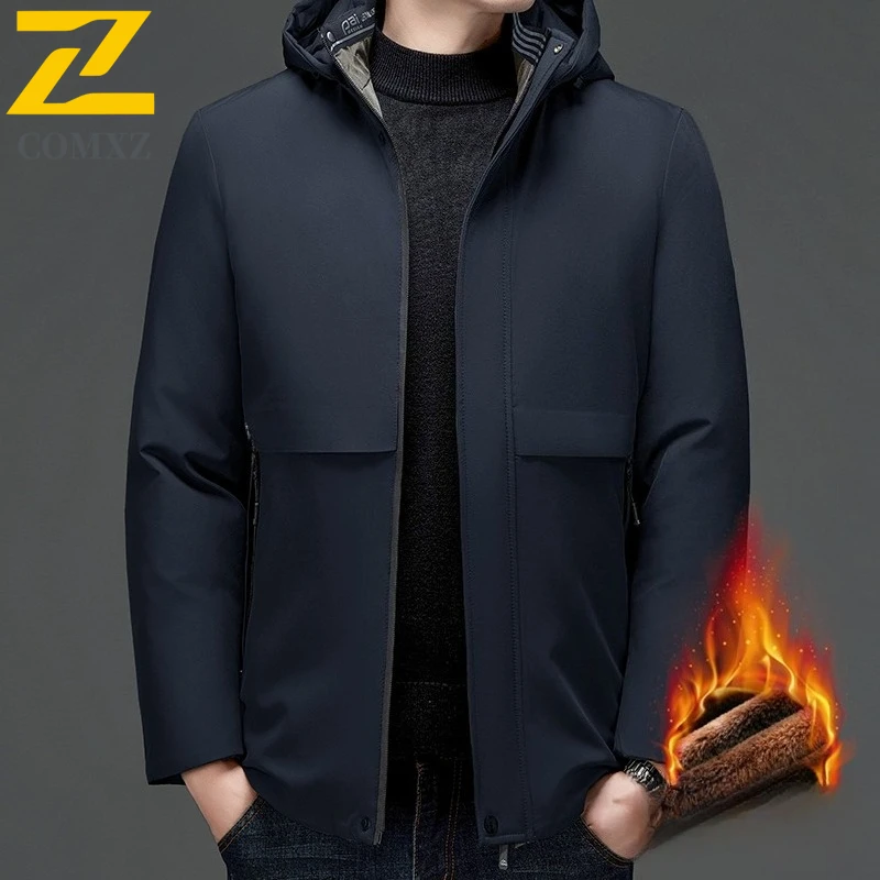 

Winter Jacket Men 2025 Fashion Detachable Hood Travel Thickened Parka Outdoor Adventure Multi Functional Windproof Padding Coat