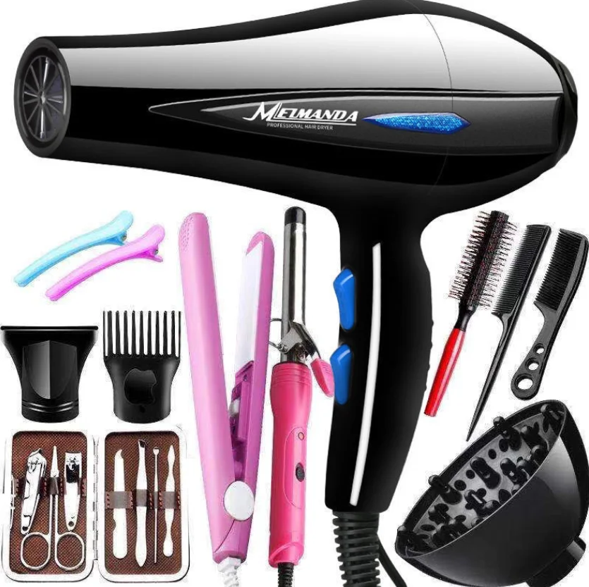 Profissional Strong Power Blow Hair Dryer, Escova para cabeleireiro, Ferramentas de barbeiro, Ventilador, 1200W, 2200W Gear