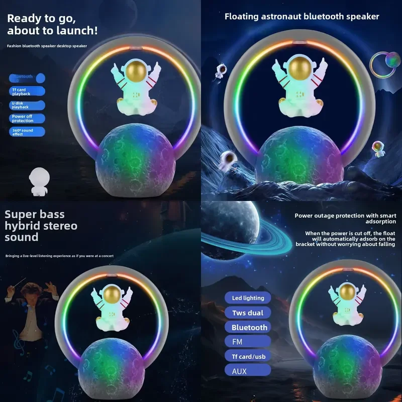 

【CHIMU HOME】 RGB Plastic Computer Subwoofer Ornament 5W Magnetic Levitation Astronaut 5.0 Speaker for Space Man Audio