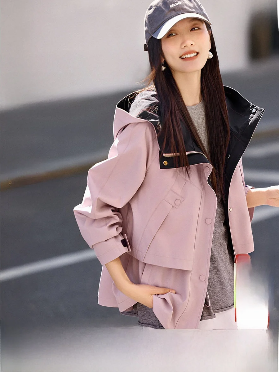 

Ветровка женская XWI Spring 2026, повседневная, для активного отдыха, с завязками на талии, приталенный крой, из полиэфирного волокна, прямой крой