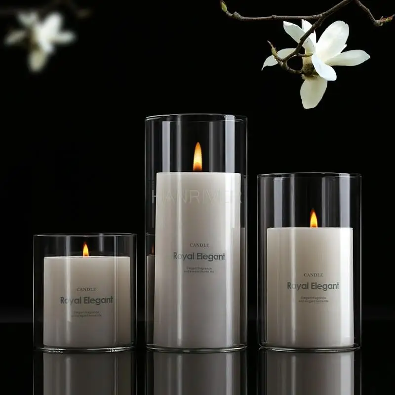 European-style glass candle holder Western food wedding guide model room B&B hotel atmosphere decoration candle cup