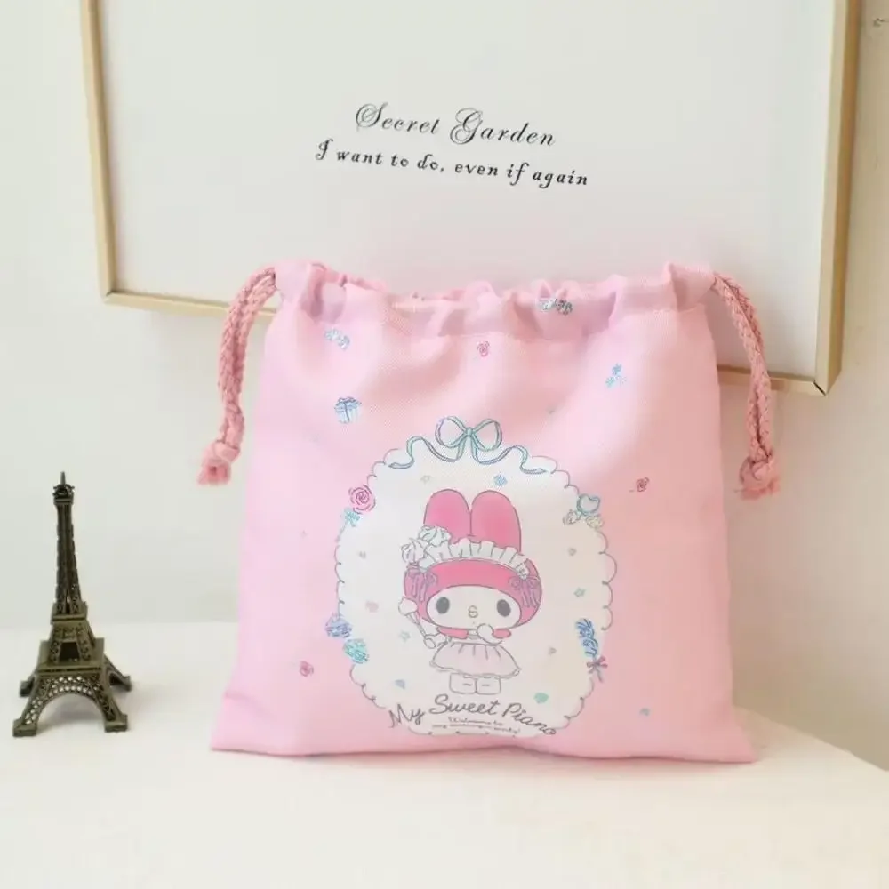 

Косметичка My Melody, тканевая сумка с героями мультфильмов, карман с веревкой, портативная холщовая сумка, утолщенная подарочная сумка, портативное хранилище
