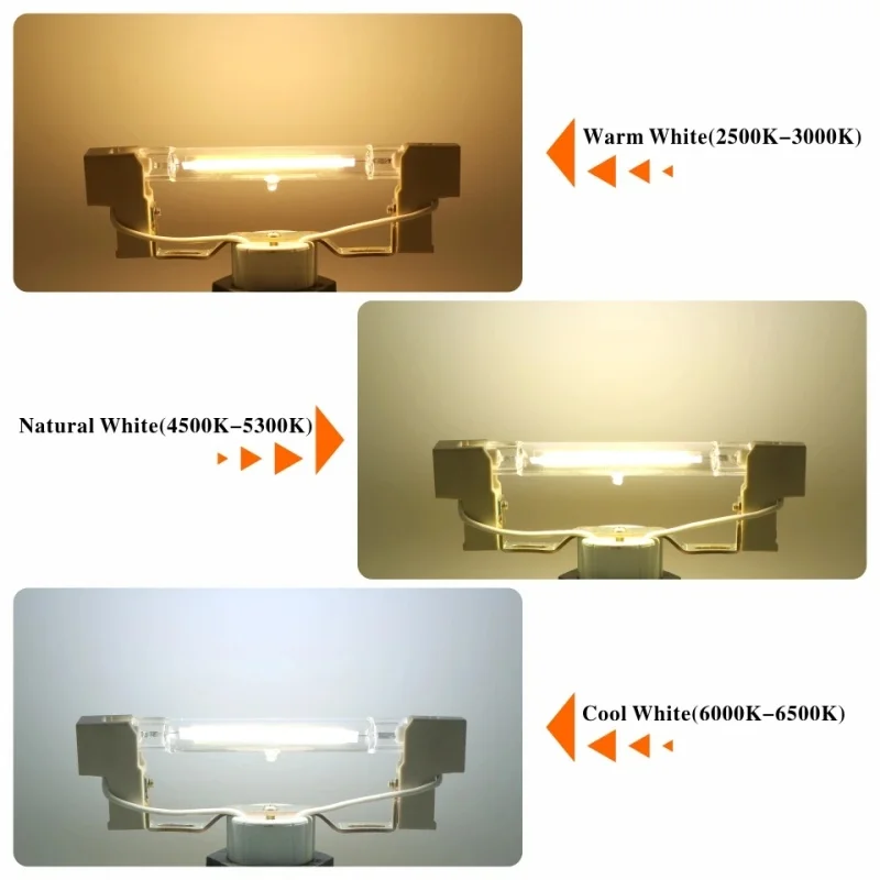 할로겐 램프 교체 유리 튜브 COB 전구, R7S, 78mm, 118mm, 고출력 스포트라이트, AC 110V, 220V