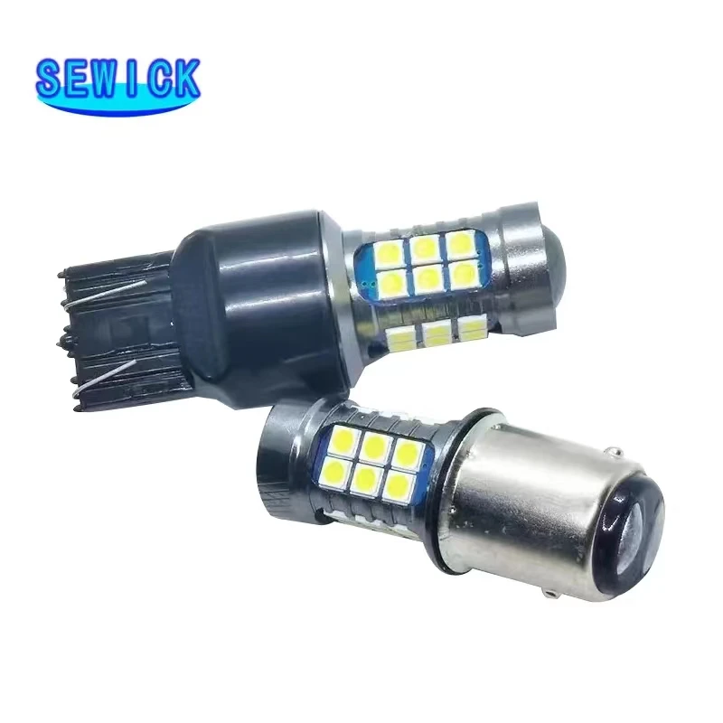 100Pcs T15 1156 Ba15s LED Canbus 3030 27SMD P21w LED Bulb Reverse Lights Brake Light Auto Lamp White Yellow Red 12V 1200Lm