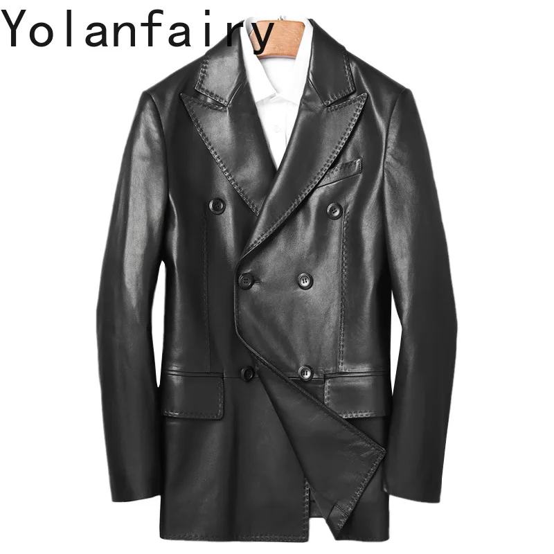 

YOLANFARIY Genuine Leather Mens Jacket Real Sheepskin Spring Autumn Coats Men Clothing Short Style Manteaux Homme 2024 Slim Fit