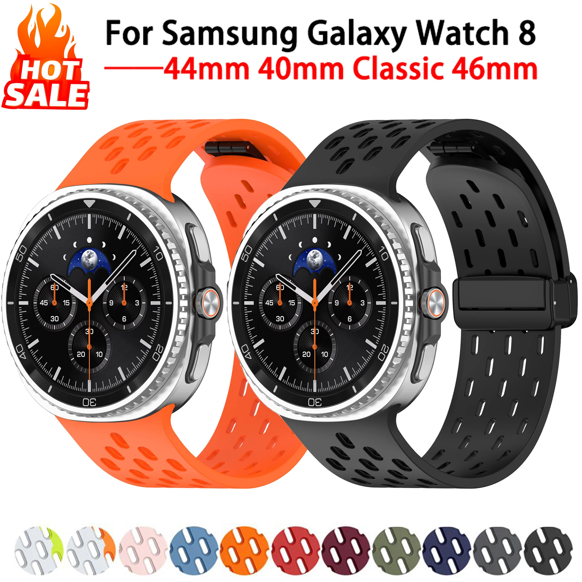 

Magnetic Band For Samsung Galaxy Watch 8 Classic 46mm Silicone Sports Breathable Correa Bracelet Galaxy Watch 8 44mm 40mm Strap