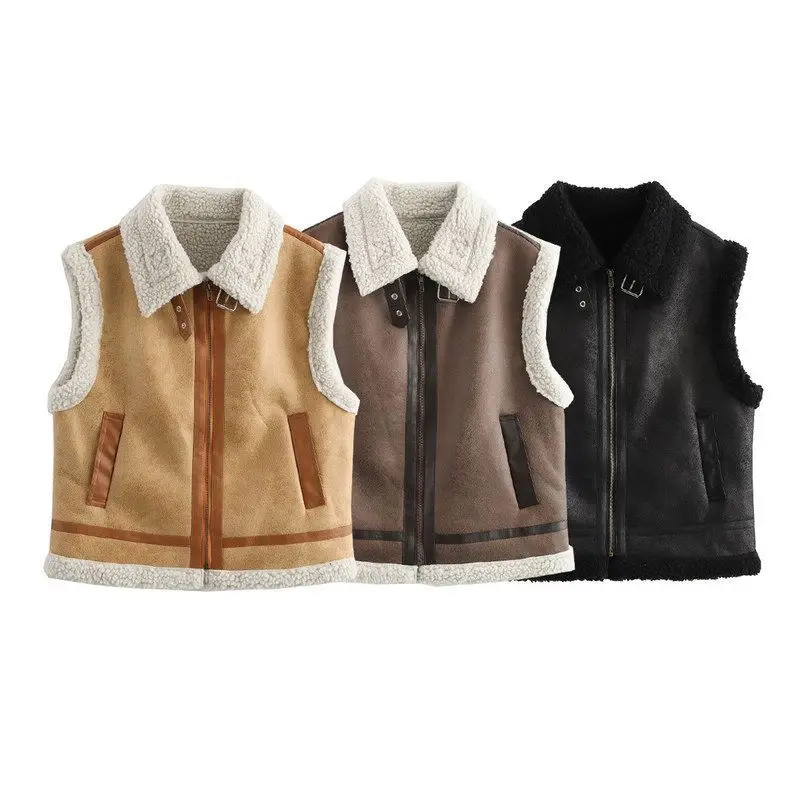 

Faionable Tee-Цветной жилет из кожи и меха, женский A4084, черный, с застежкой-молнией, внутренняя одежда, европейский полиэстер