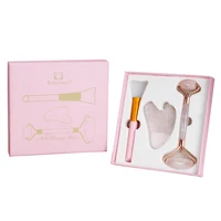 Set de Rodillo de Cuarzo, Gua Sha y Brocha