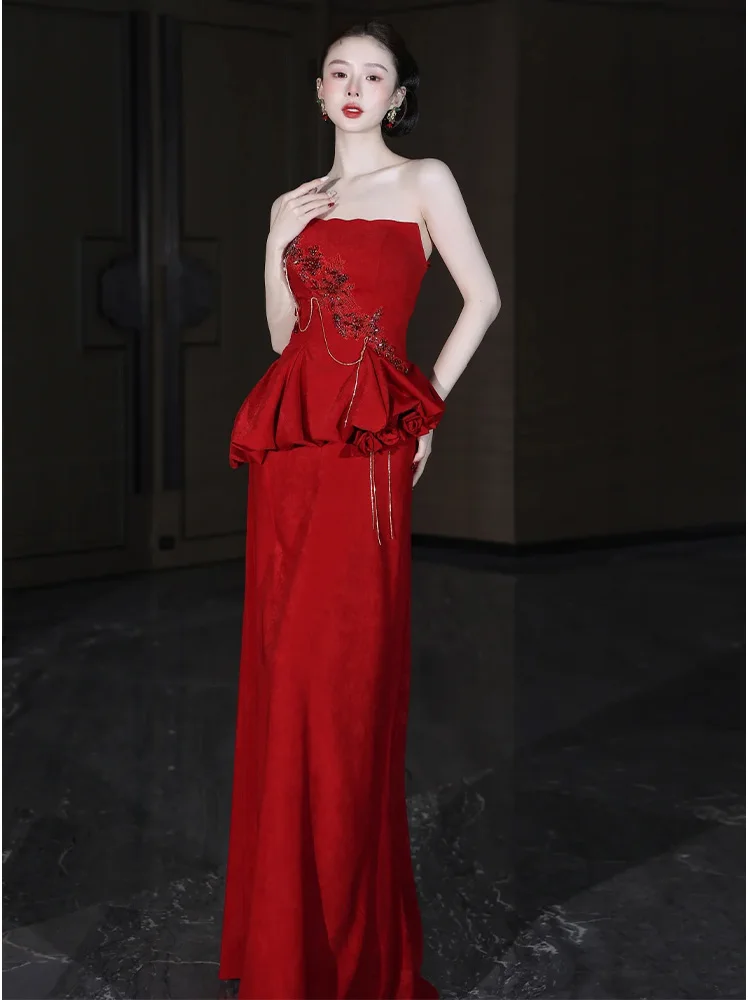 

Красное свадебное платье 2026 года: Новинка, винтажная вышивка, роскошное вечернее платье для женщин