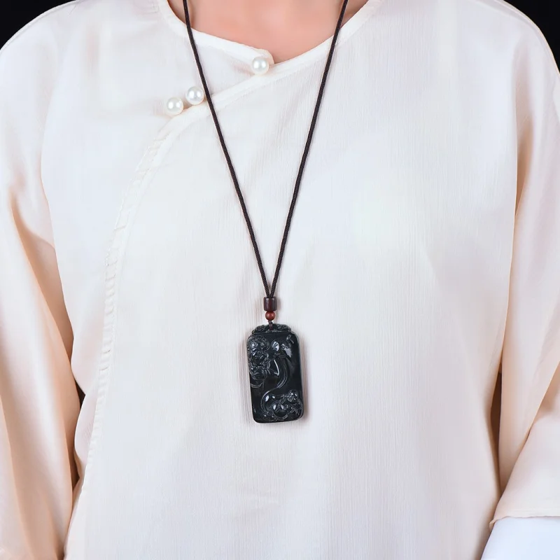 

Shop Hantan gray jade Fu Lu double full hanguing piecependant