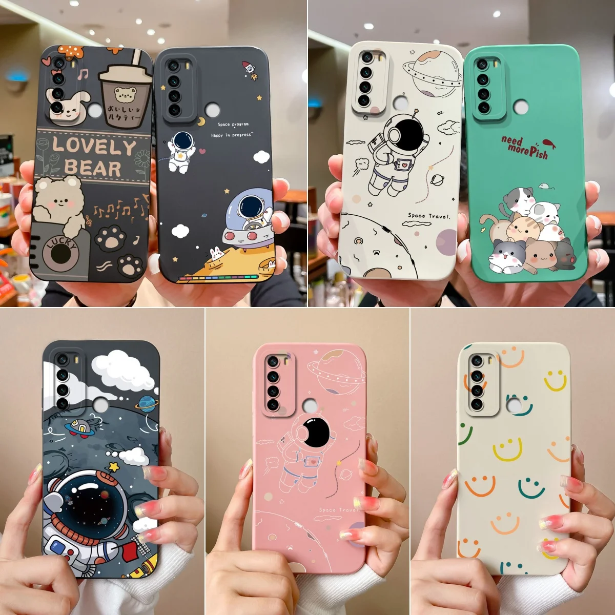 Phone Case For Xiaomi Redmi Note 8 8 9 Pro 4G Cute Astronaut Back Cover For Note 9 Pro Max Soft Silicone Shockproof Coque Fundas