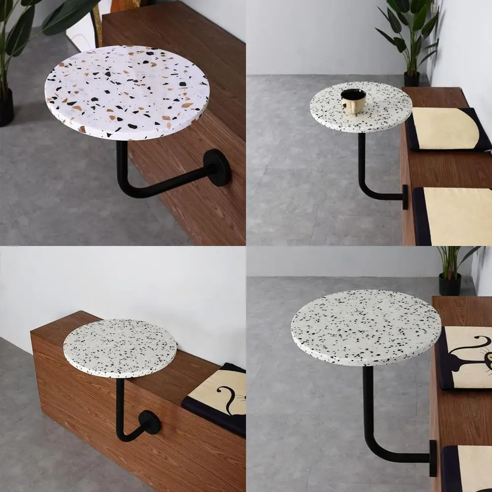 

Modern White Terrazzo Top Wall-Mounted Iron Base Bar Table for Pub or Cafe