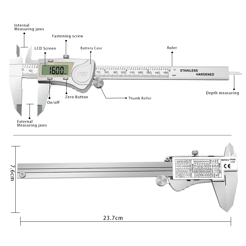 Electronic Digital 150mm Caliper Large LCD Screen High Precision Metal Stainless Steel Vernier Caliper200mm 300mm Measure Tool