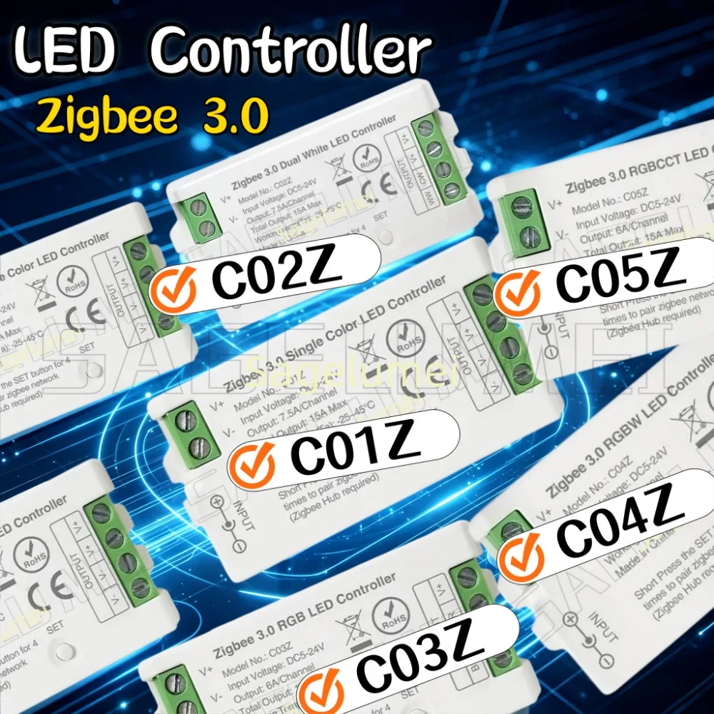 

LED Controller C01Z/C02Z/C03Z/C04Z/C05Z Zigbee 3.0 Tuya Gateway Smart Voice Control Single Color Dimmer CCT RGB RGBW RGBCCT 2.4G