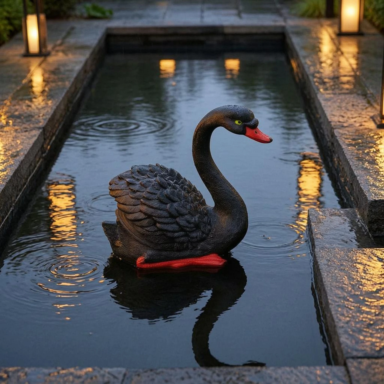 Floating Swan Figurine Lifelike Floating Swan Ornament Water Ornament Lightweight for Garden, Courtyard