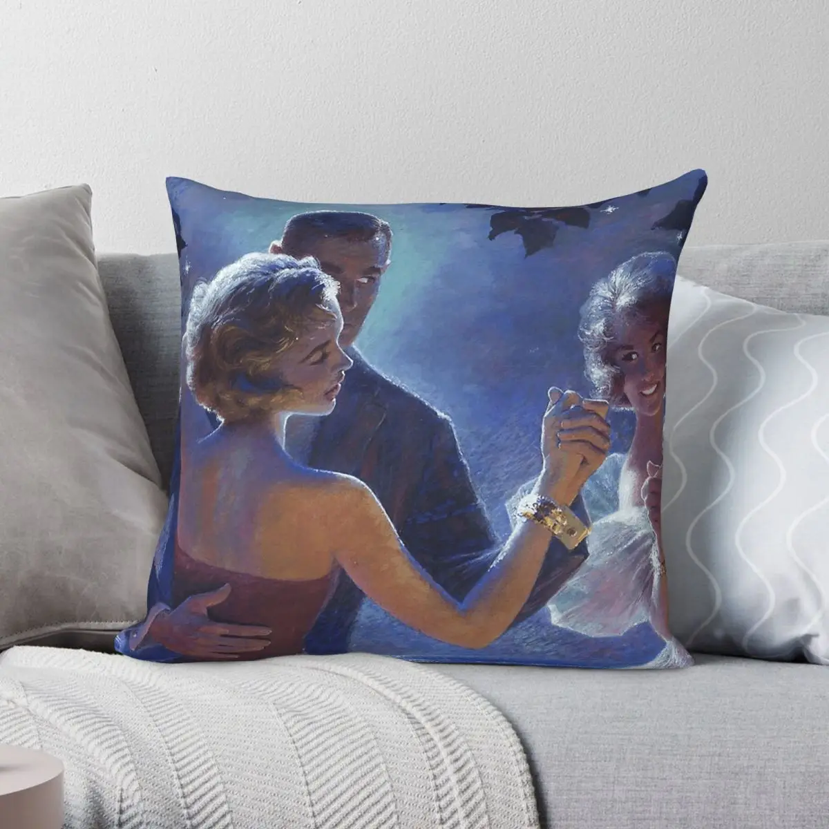 Dancing By Moonlight Edwin Georgi - Funda de almohada cuadrada de poliéster, lino, terciopelo, con cremallera, decorativa, para el hogar