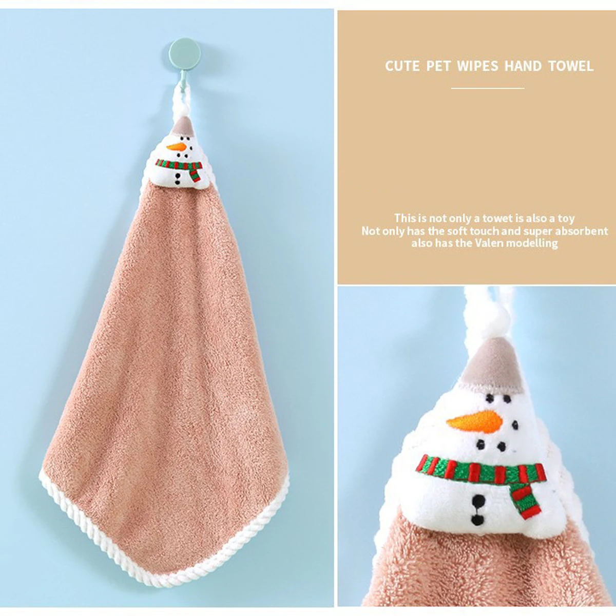 4 Uds. Regalos de Navidad toalla de mano suave Coral terciopelo absorbente microfibra Santa Año nuevo baño dibujos animados toalla colgante peibang