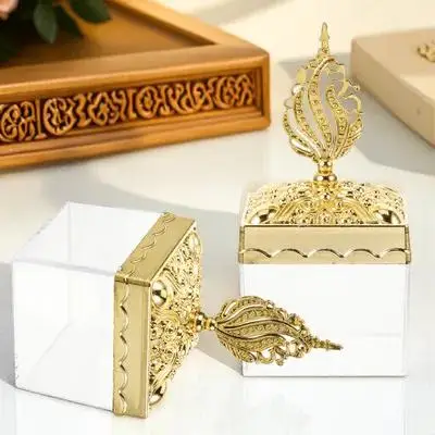 

12 Pcs Golden Decorative Box Candy Boxes Wedding Favor Containers for Guest Chinese