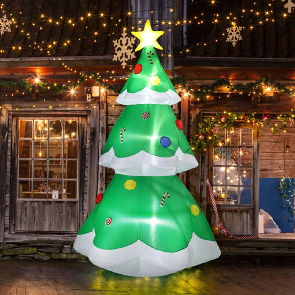 Arco inflable de árbol de Navidad de Papá Noel, oso Polar con luz LED, decoración de fiesta al aire libre para el hogar, jardín, Año Nuevo