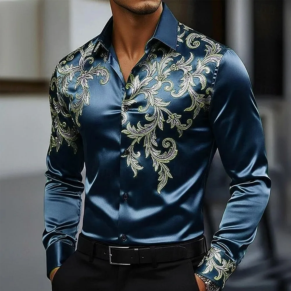 

New 3D line printed men's long sleeved shirt top with fashionable checkered pattern casual Gothic clothing top