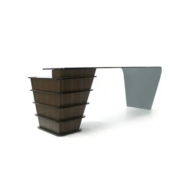 Minimalist, home tempered glass desk designer modern offic e soli d wo od boss d esk