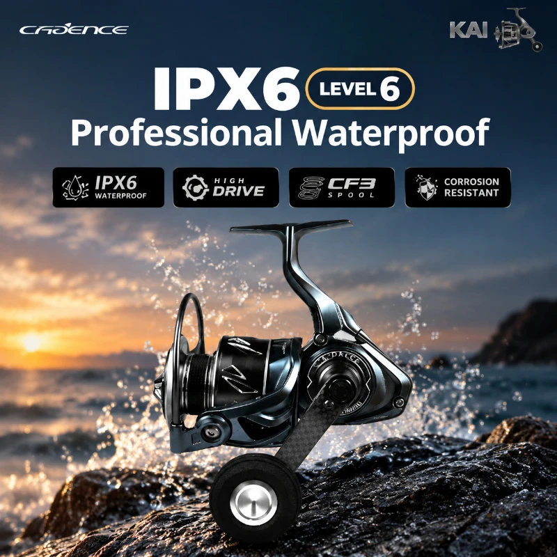 New In-stock CADENCE KAI Spinning Reel IPX6 Waterproof Saltwater Proof Heavy Duty Jigging Offshore Fishing Wheel