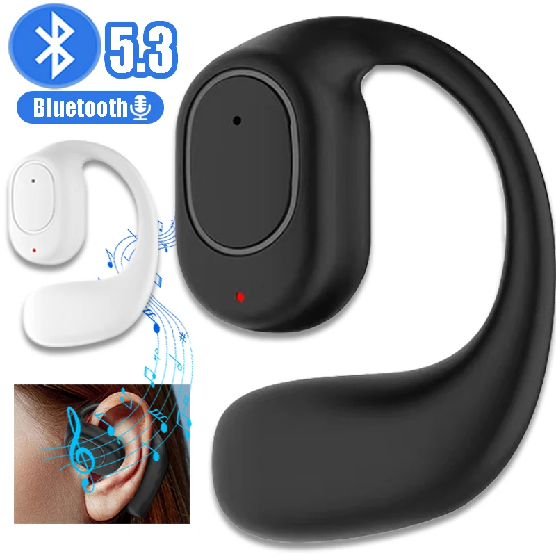 Bluetooth 5.3 Wireless Earphones Sports HiFi Music Earbuds Ear Hook Waterproof Headset with Mic for Phone Gaming Music Studying