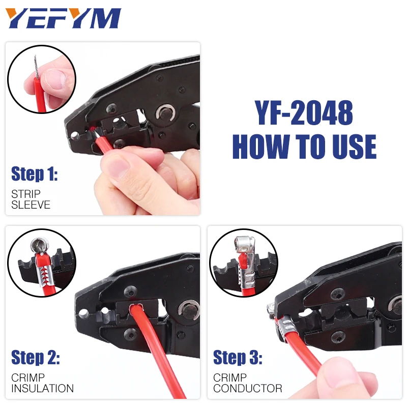 Crimping Tool YF-2048 For Spark Plug Ignition Wire Dia 8.0-8.5mm Car And Motorcycle Spark Plug Repair Ratchet YEFYM Pliers