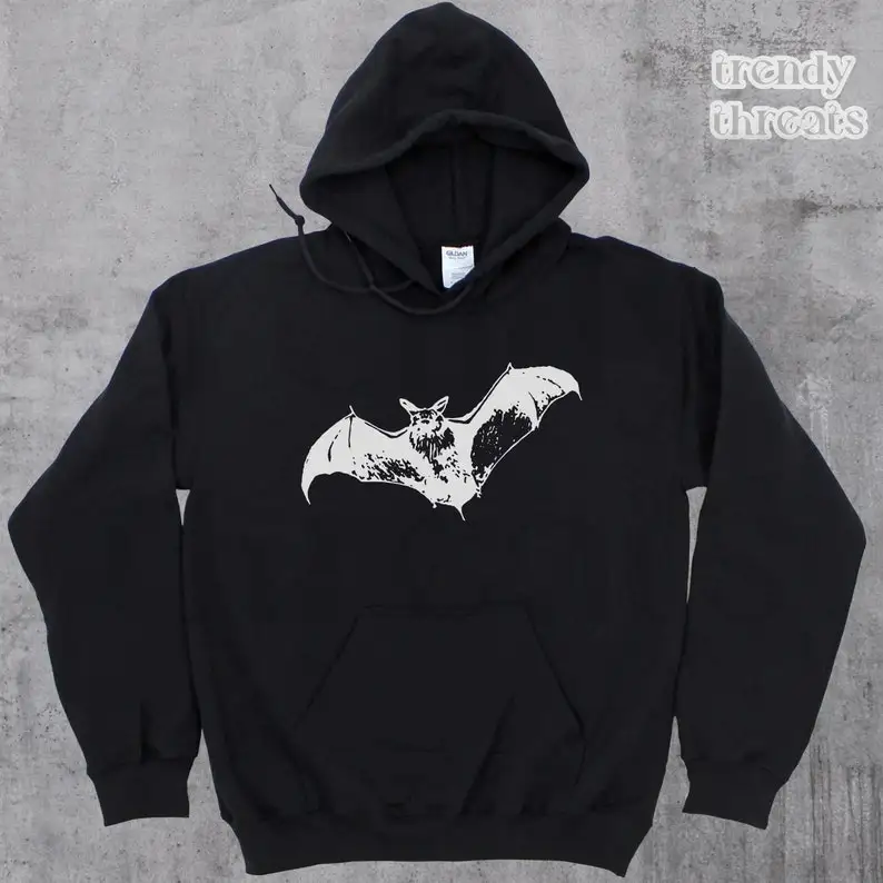 

Y2k Bat Vintage 90s Graphic Hoodie, Retro Gothic Bat Hoodie, Retro Skeleton Sweater, 90s Bats Gothic Clothing, Y2k Skull Grunge,