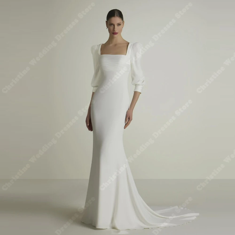 

Elegant Women Wedding Dresses Sexy Three-Quarters Sleeves Mermaid Bridal Gowns Engagement Banquet Vestidos De Novias Customized