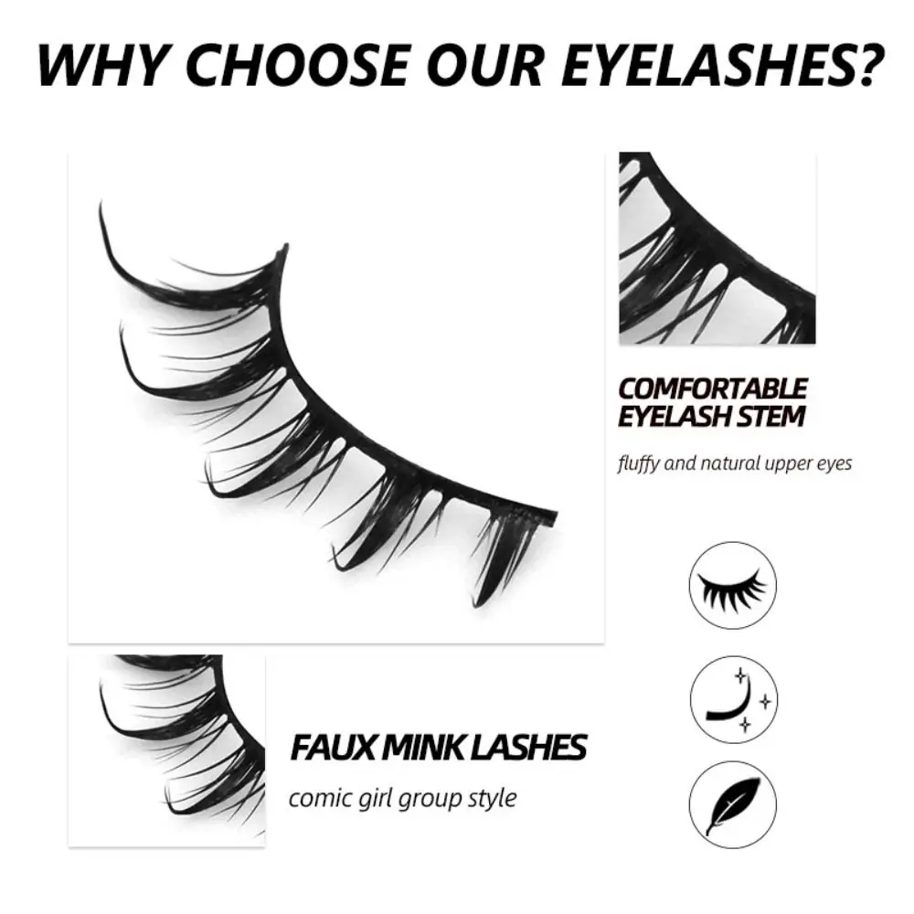 13-16mm Japanese Anime Manga Lashes Natural 7 Pairs Wet Look Lashes Spiky Makeup Extension