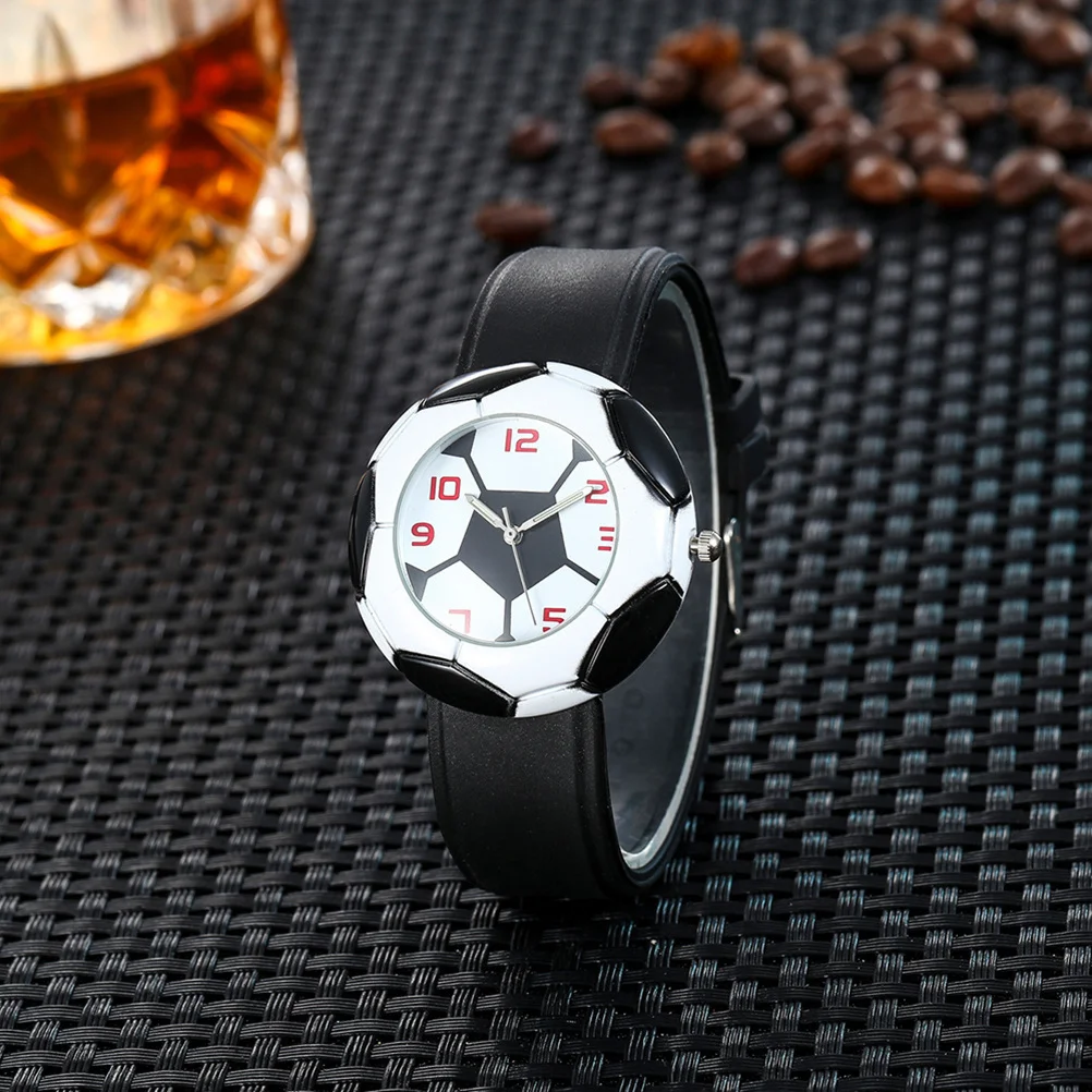 1 pz orologio da calcio con luce notturna modello cartone animato cinturino in silicone al quarzo regalo di compleanno favore nero