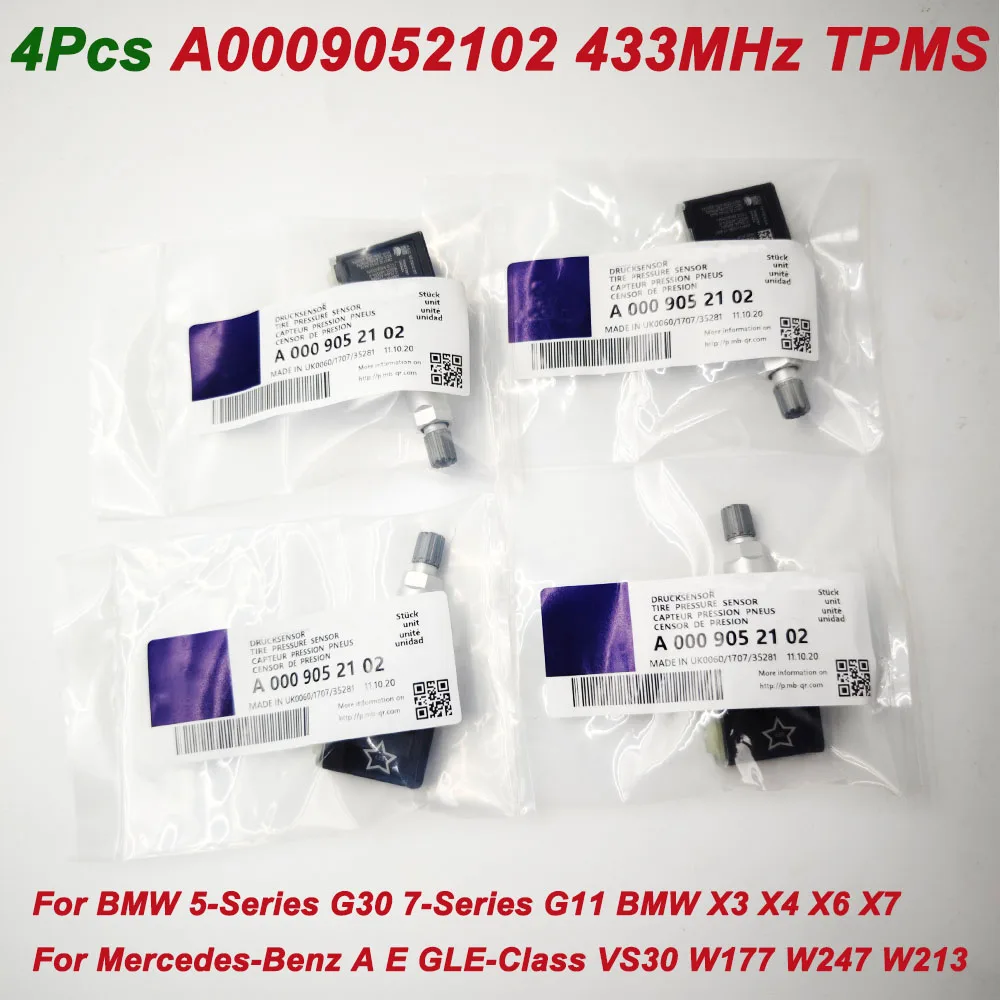 4Pcs A0009052102 0009052102 433MHz TPMS Tire Pressure Sensor A0009058708 A0009052202 For Benz-z E-Class W213 CLS E200 E250 E300