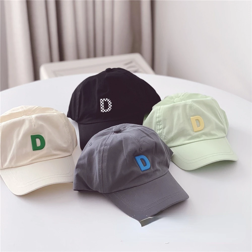 Korean Children's Cotton Hip Hop Hat Letter D Summer Kids Adjustable Baseball Caps Boys Bonnet Sun Hat Enfant Fille Garcon