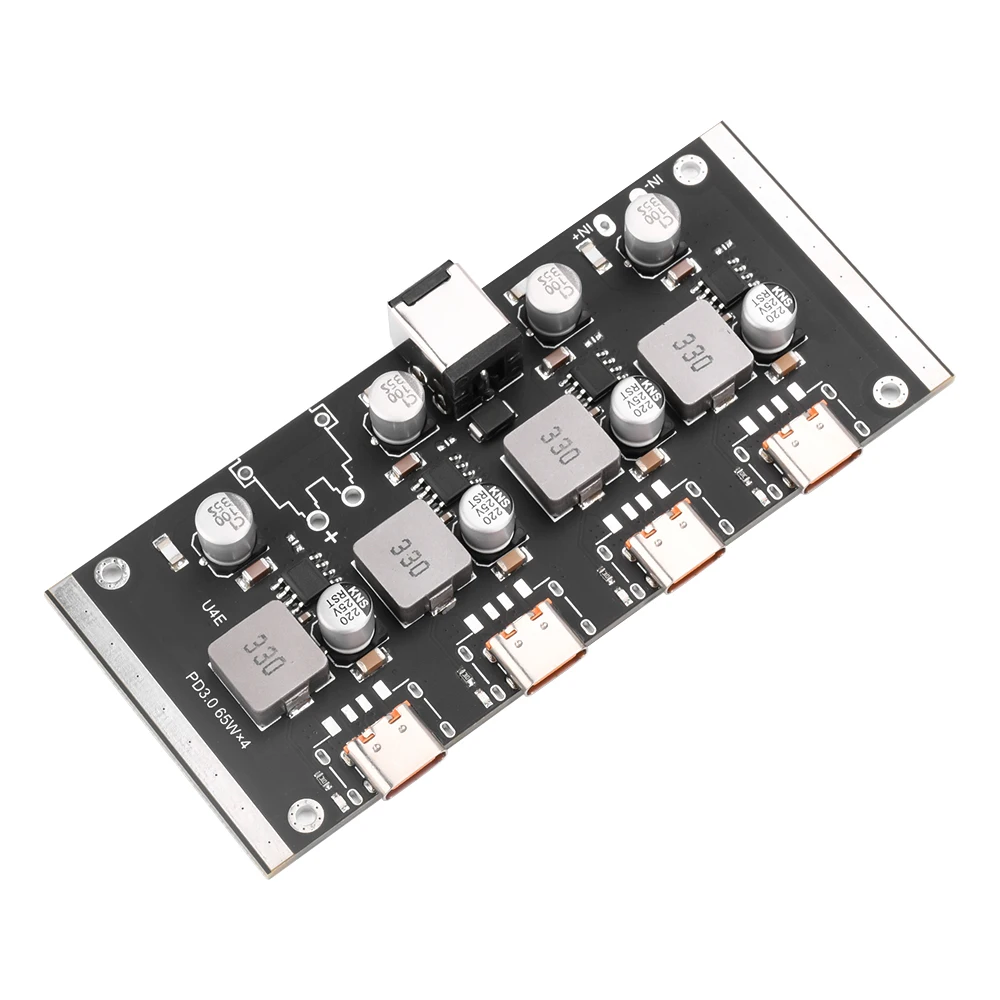 QC3.0 4-way PD65W Fast Charger Module For Apple Huawei Samsung PD3.0/2.0 QC3.0/2.0 FCP AFC Quick Charging Board Type-C DC 12-30V