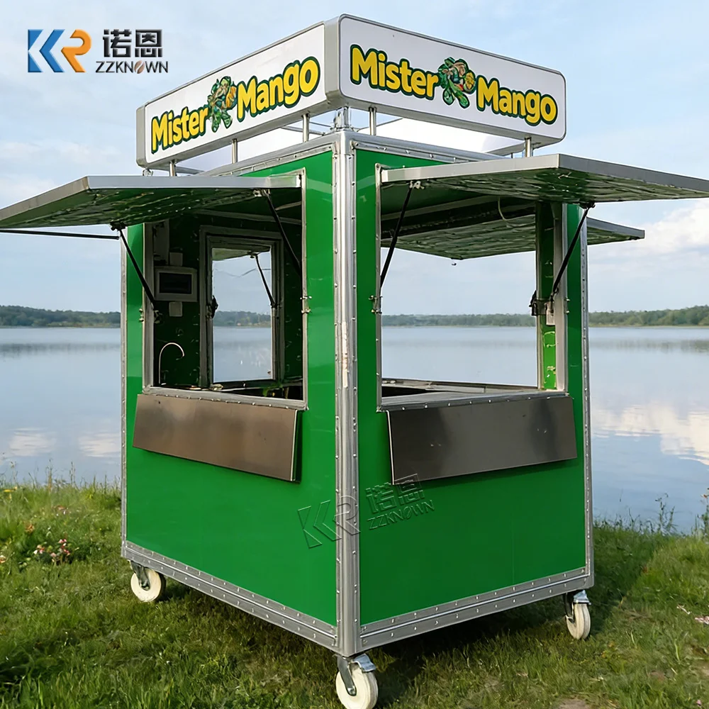Multi-Functional Electric Aluminum Mobile Food Trailer Stainless Steel Workbench Rust Resistant for Snack Milk Tea Food Trucks